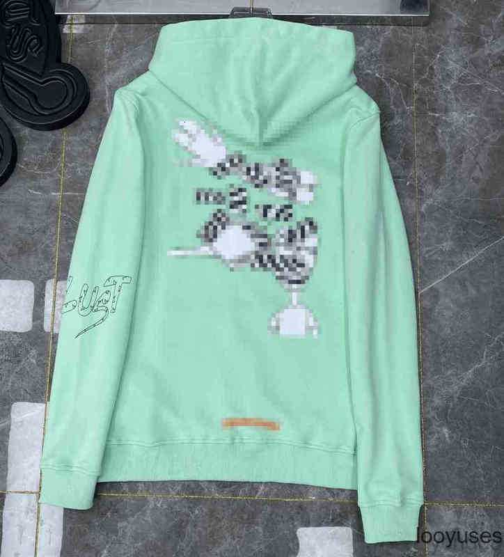

Men' Hoodies Sweatshirts Sweater Chromee Hearts Street Ch Crowe' Heart Cross Casual Hip Hop Mattyboy Hand Painted Graffiti, Apple green