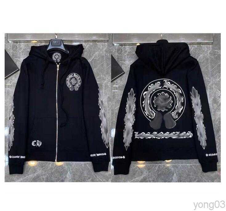 

Autumn Winter Men's Hoodies Sweatshirts Designer Chrome Brand Luxury Jackets Zipper Men Horseshoe Cross Print Ch Women Loose Coat Casual Pu, A12
