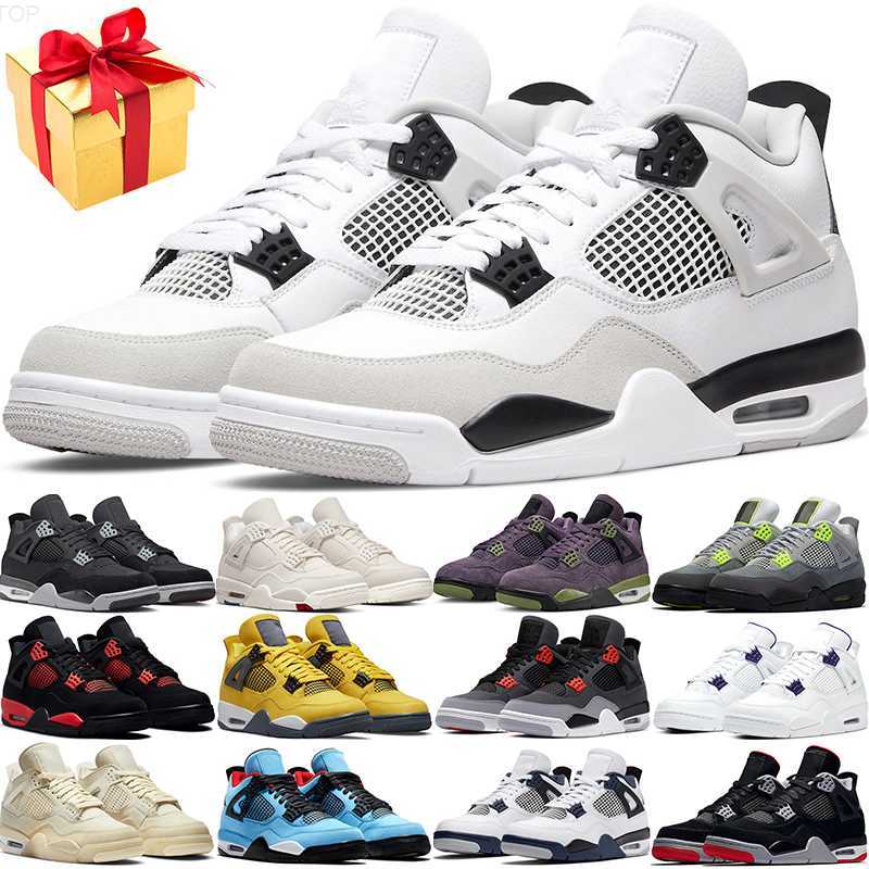 

4 Retro Basketball Shoe 4s Military Black Blank Canvas University Blue White Cement Sail back cat mens trainer outdoor sports sneakers 5, # 8