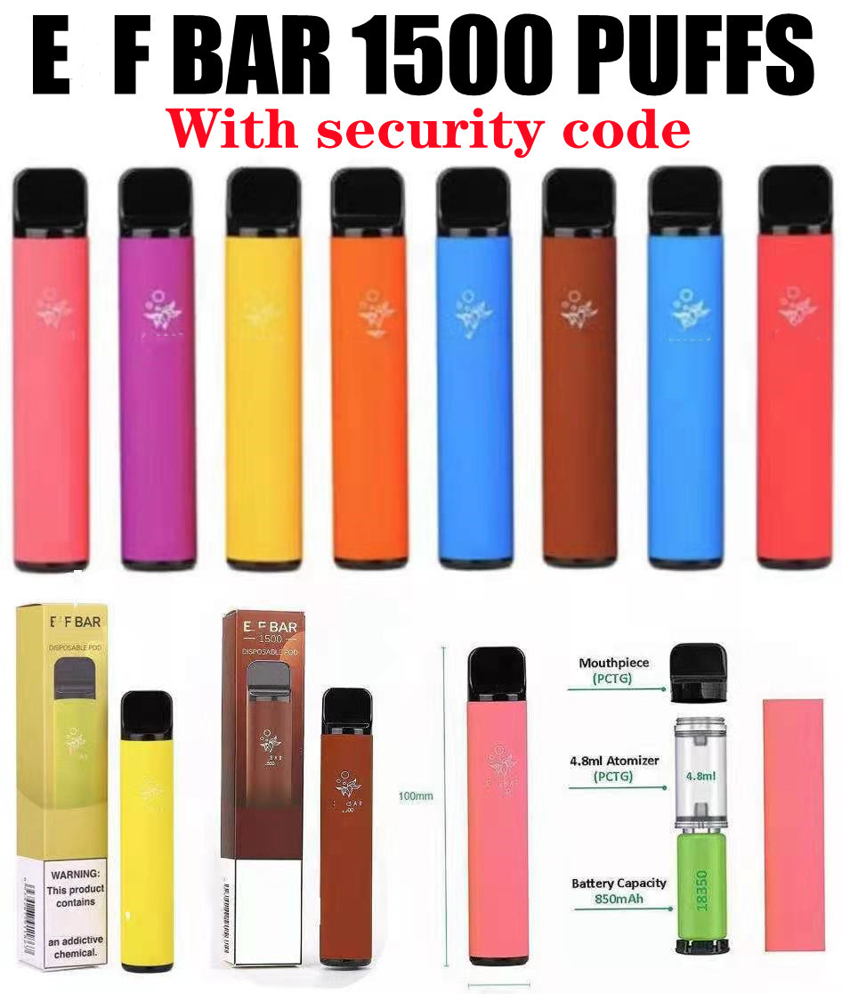 

EF BC1500 E cigarettes Disposable vapes 1500 Puffs 25 flavors Vape Pen 4.8ml Pre-filled Mesh Coil Pods 850mAh Rechargeable Battery Vaporizers escobar bang xxl plus
