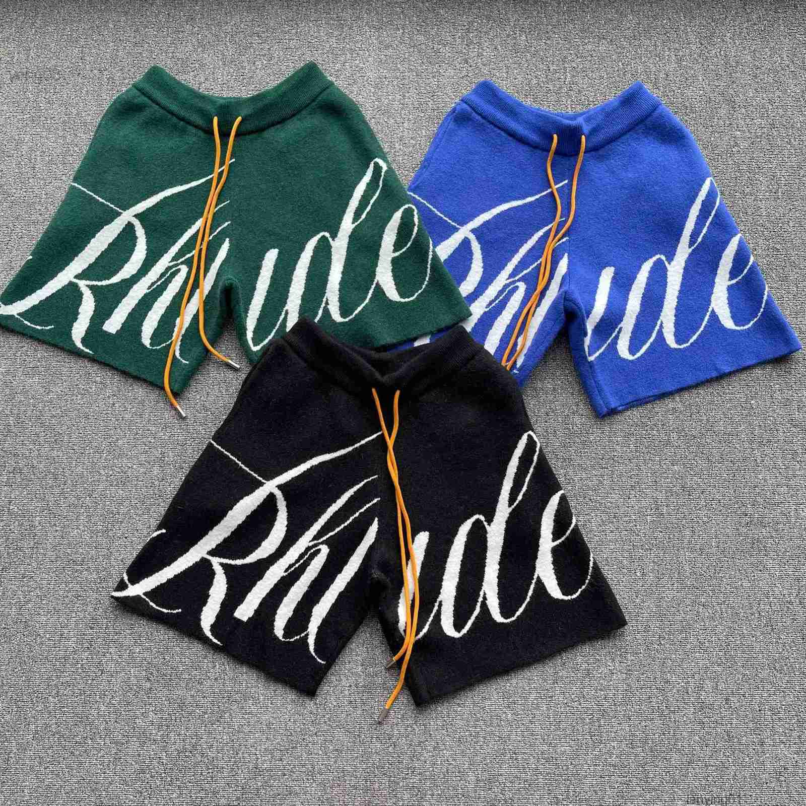 

Jacquard Knitted Rhude Shorts Loose Breeches Men Version Drawstring Gwxj Zqx7