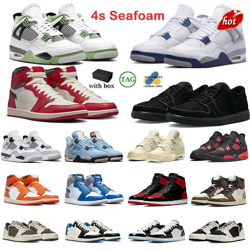 

NEW OG With box Jumpman 4s 1s basketball shoes men women 4 Seafoam Military Black Cat Sail Red Thunder low 1 Lost Found True Blue Concord Reverse