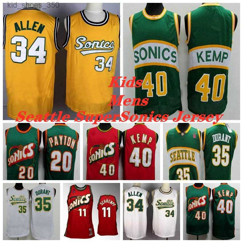 

Seattle's Supersonics's 34 Allen jersey Men Kid Green Gary 20 Payton Shawn 40 Kemp Red Kevin 35 Durant Basketball Jerseys, As photo