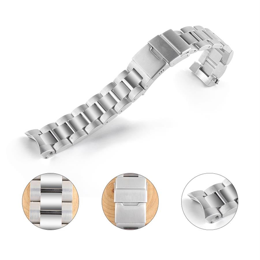 

Watchband 21mm Watch Band Strap 316L Stainless Steel Bracelet Curved End Silver Accessories Man Watchstrap for L3 Conquest Tools2750