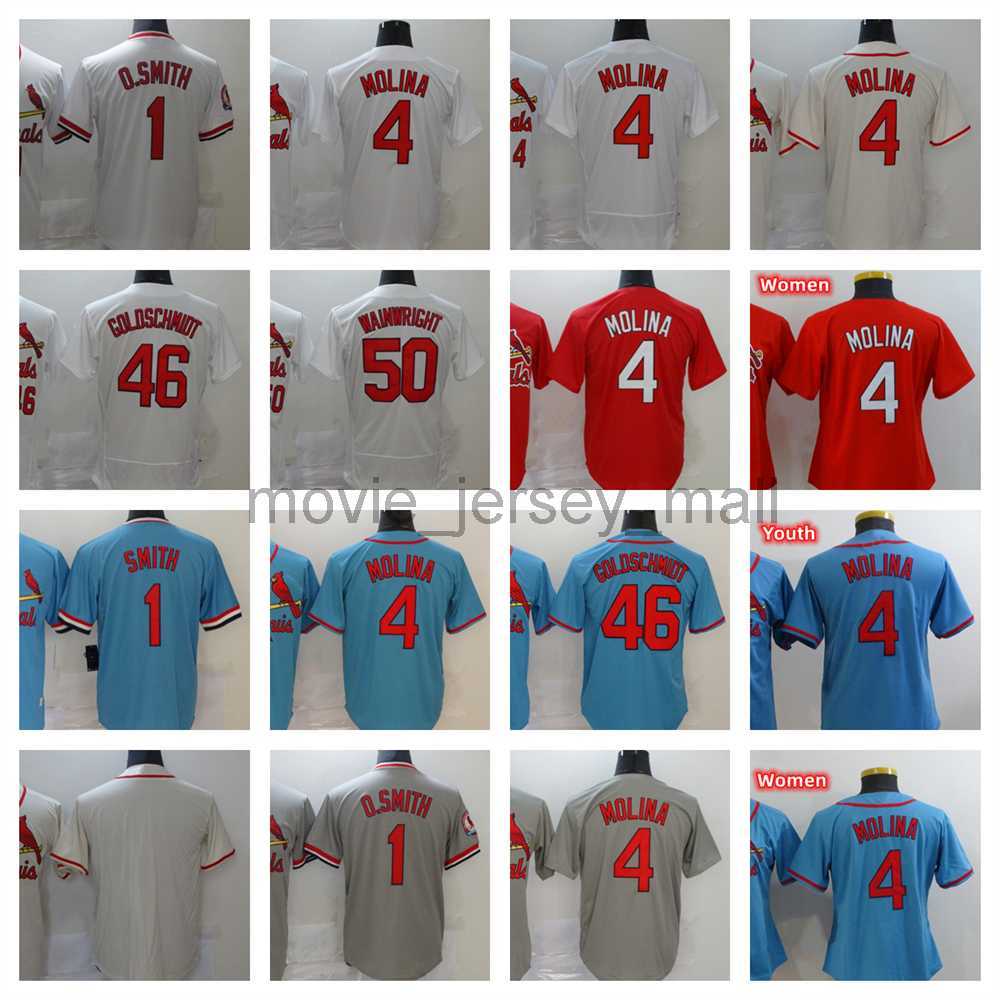 

2023 New Baseball Jersey 4 Yadier Molina 46 Paul Goldschmidt 1 Ozzie Smith 50 Adam Wainwright Jerseys Men Women Youth Size S--XXXL, As picture
