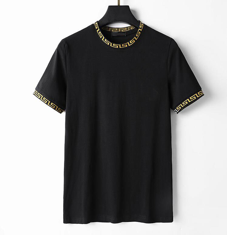 

Mens T Shirt Summer Style Medusa Embroidery With Golden Flower Lion Print Tees Short Sleeve Casual Premium cotton Shirts Unisex Tops Asian Size -3XL, 01