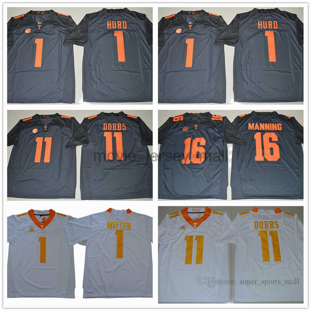 

NCAA Tennessee Volunteers 16 Peyton Manning Jersey Men Jason Witten 1 Jalen Hurd 11 Joshua Dobbs College SEC Men Stitched Jerseys Orange Gray White, As picture
