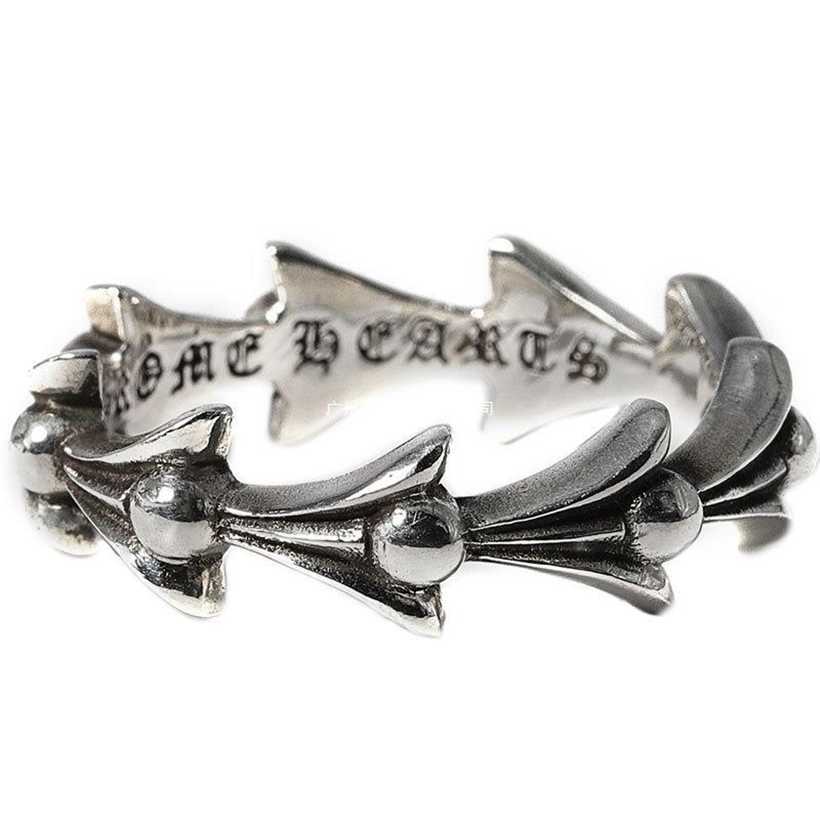 

2023 Designer New CH Crook Heart High Edition Mixed Fishbone Wave Personality Simple Couple Sterling Silver Ring