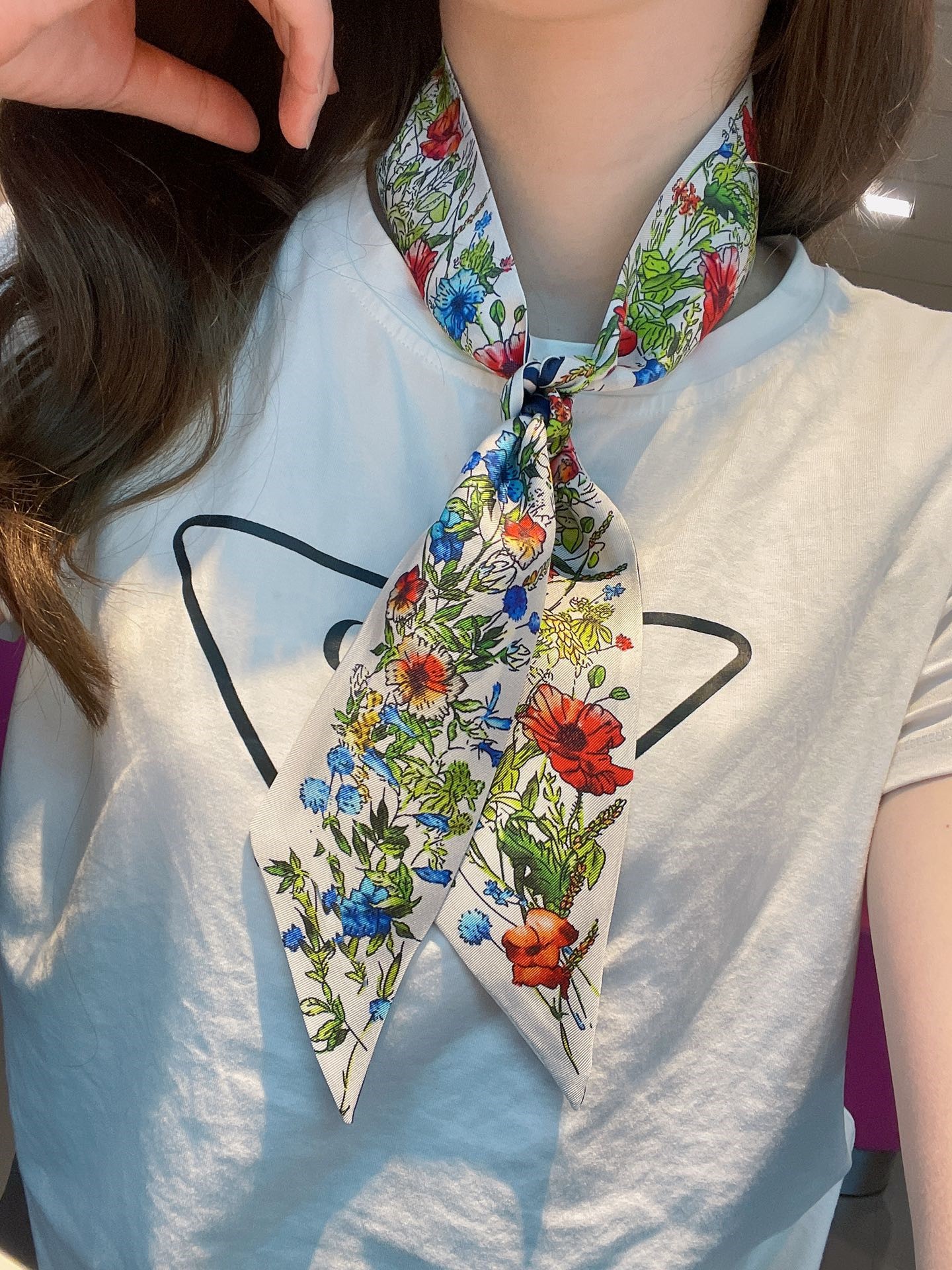 

6 100cm Designer Letters Print Floral Silk Scarf Headband for Women Fashion Scarves Shoulder Tote Luggage Ribbon Head Wraps Double ribbon