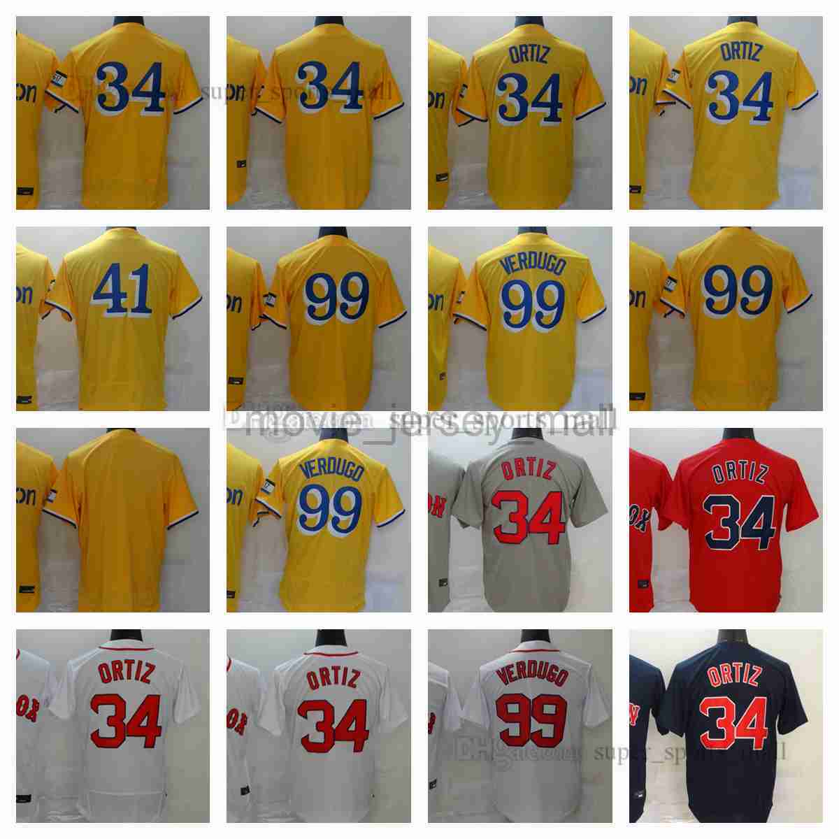 

2023 New Baseball Jerseys 44 Chris Sale 34 David Ortiz 99 Alex Verdugo Blank Jersey Men Women Youth Size S--XXXL, As picture