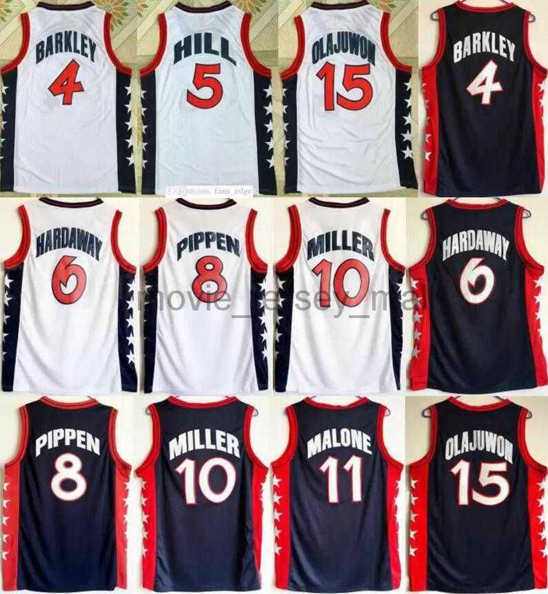 

Stitched Retro 1996 Team Basketball Jerseys 15 Hakeem Olajuwon 6 Penny Hardaway 4 Charles Barkley 10 Reggie Miller 8 Scottie Pippen 5 Grant Hill Jersey, As picture