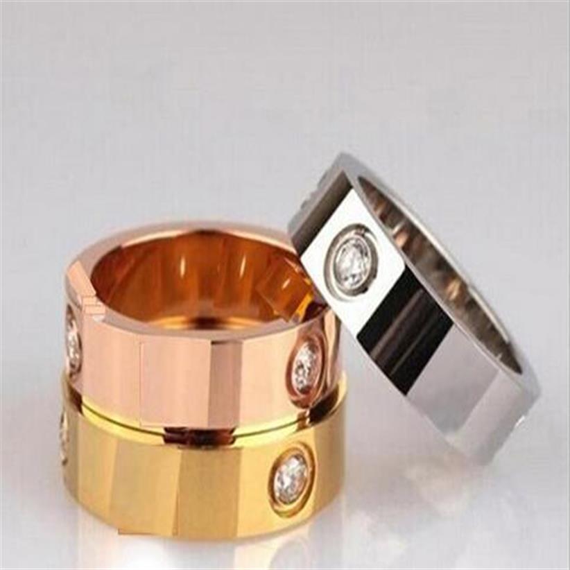 

new titanium steel silver rose gold love ring gold ring for lovers couple ring as gift305G