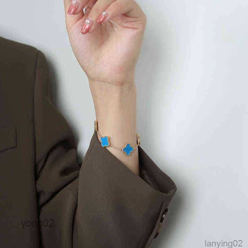 

Bangle Lucky Leaf Clover Five Flower Bracelet Summer