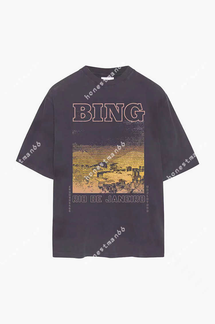 

23SS Anine Bing Women Fashion Classic Cotton Tee Ab New Letter City Sunset Print Loose Designer Women Short Sleeved T-shirt Summer Tees Tops Polos, Brown