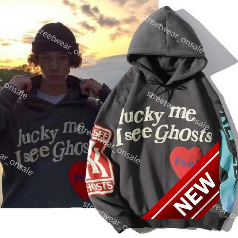 

Mens Hoodies "Lucky me I see Ghosts" Graffiti Hoodie Sweatshirts Mens Women Designer Pullover Streetwear Autumn Winter Sweatshirt 0011750