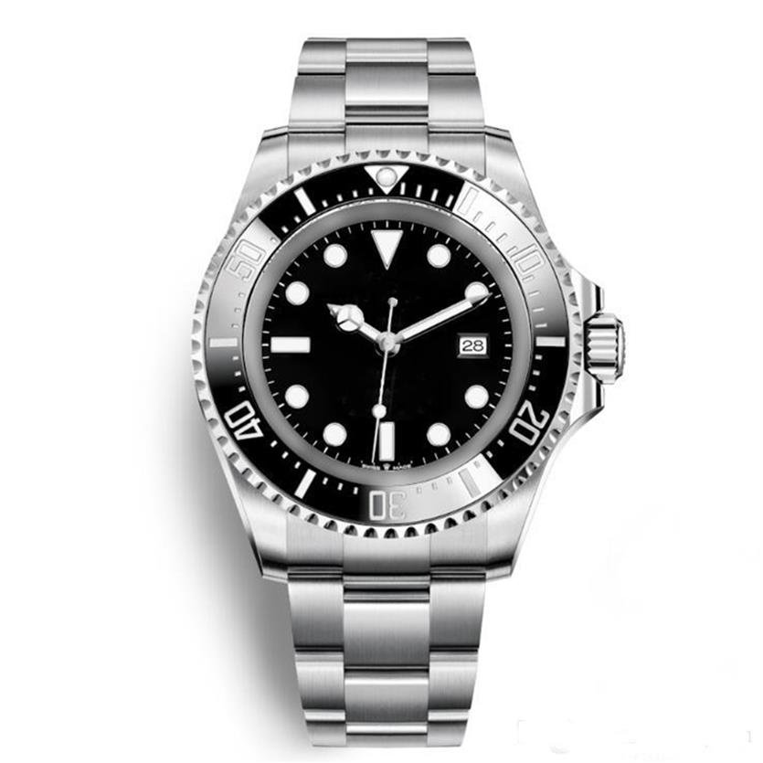 

R Series 44MM Automatic Date Mens Watches Deep Black Dial Ceramic Bezel Luminous Hands Stainless Steel Bracklet Wristwatches256e, No send watch for shipping
