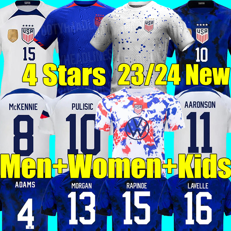 

4 Stars Women 2023 PULISIC USAS soccer jerseys men kids kits united states 23/24 football shirt REYNA McKENNIE MORRIS DEST YEDLIN Llanez ADAMS HOME AWAY PUGH LONG 4XL, 22-23 training version