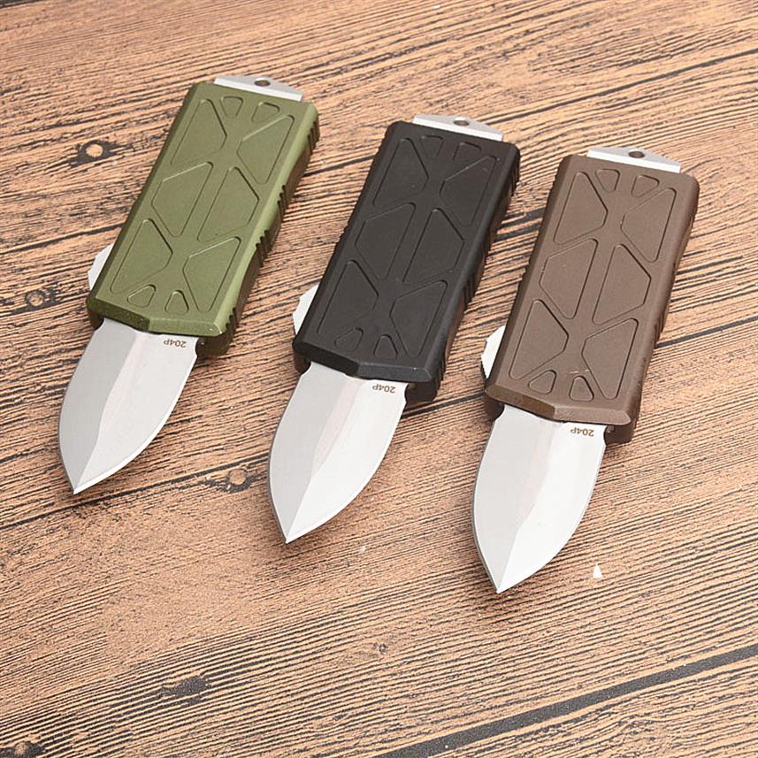 

Promotion Mini Small Auto Tactical Knife D2 Double Edge Spear Point Satin Blade CNC 6061-T6 Handle EDC Knives With Retail Box257I