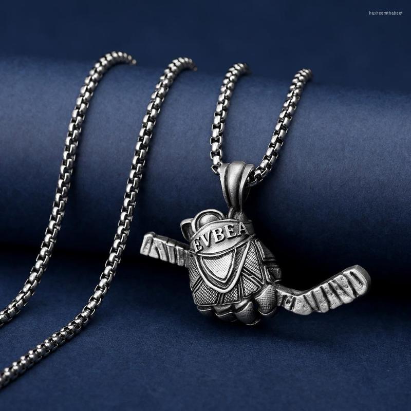 

Pendant Necklaces Puck Hockey Stick Necklace For Men Women Titanium Steel Drop Choker High Quality Fashion Neck Jewelry Collier Homme
