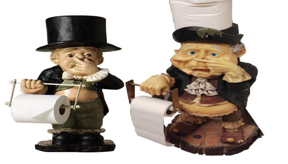 

Toilet Paper Holders Butler With Roll Holder Pinching Nose Resin Ornament For Bathroom Tissue Storage Rack Home Accessories8957298