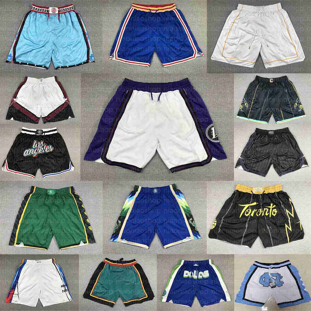 

''nBa''Just Don Pocket Basketball Shorts Sport Pant With Pocket Mitchell and Ness Zipper Retro Pants Top Quality Green Sweatpants Stitched