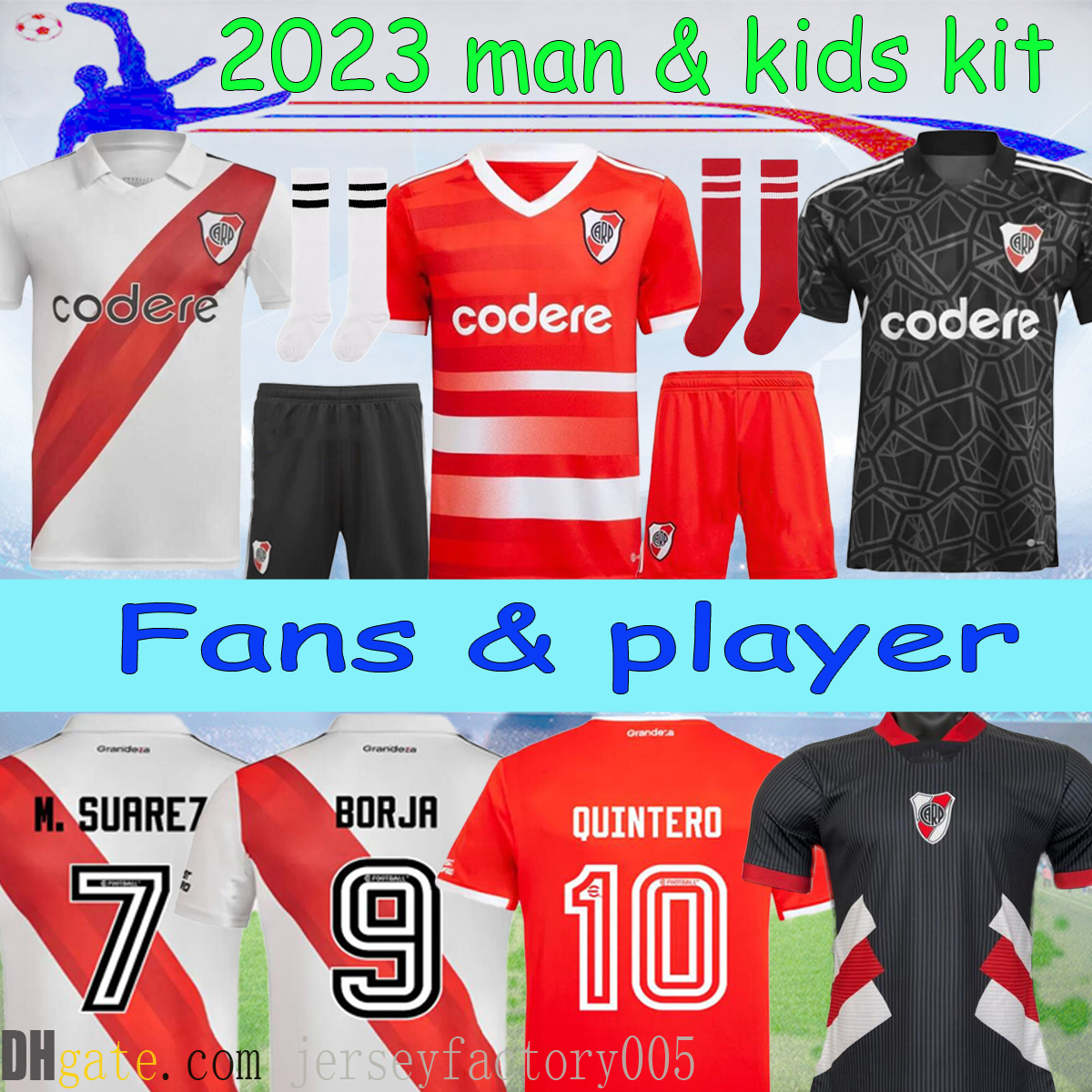

2023 River Plate soccer jerseys 23 24 Fans Player Special edition Camiseta de futbol goalkeeper DE LA CRUZ QUINTERO BORRE PRATTO football shirts kids kit 16-XXL, 2023 home fans
