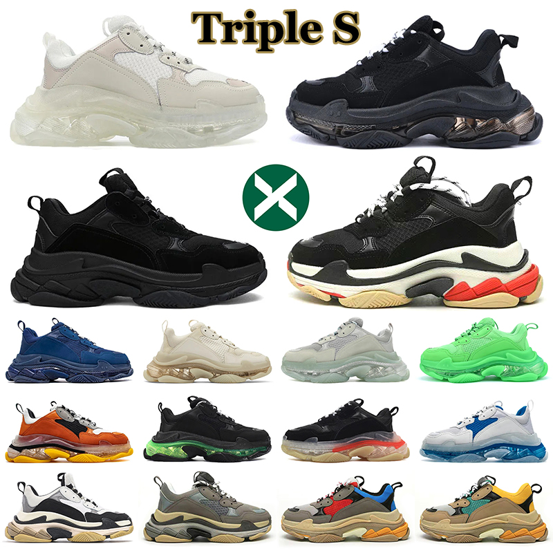 

designer triple s sneakers casual shoes men women platform clear sole Black White Grey Red Blue Neon Green Beige Pink mens trainers outdoor runners, 17