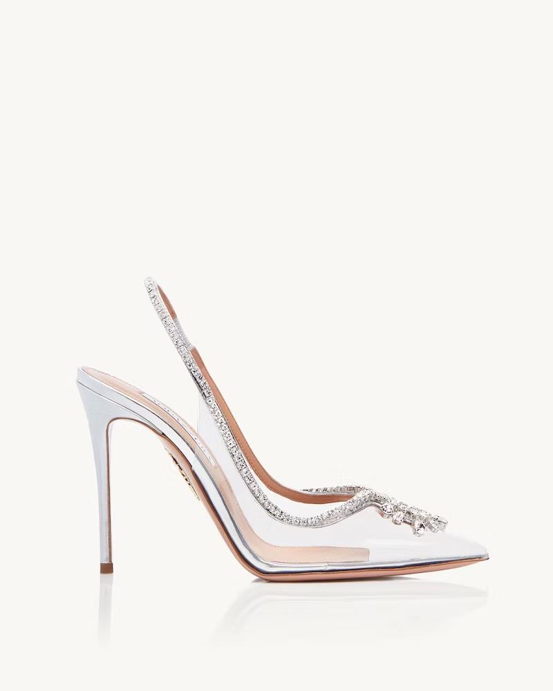 

Fashion Aquazzura Pumps Shoes Seduction Crystal Pumps 105 High Heel Shoes, Clear