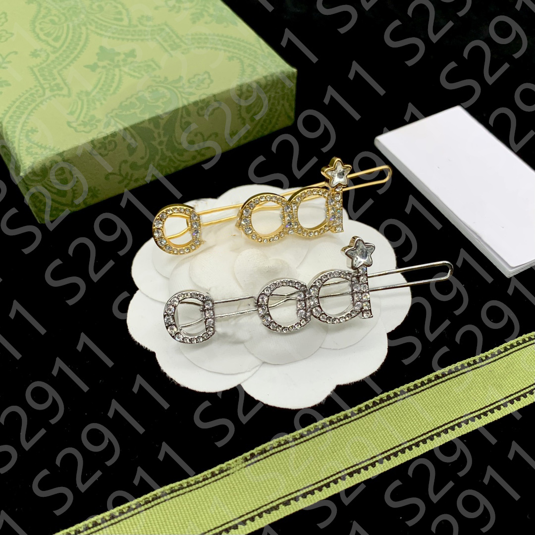 

Rhinestone Double Letter Hair Clips - Designer Wedding Accessory, Stainless Steel, Charm Women Jewelry