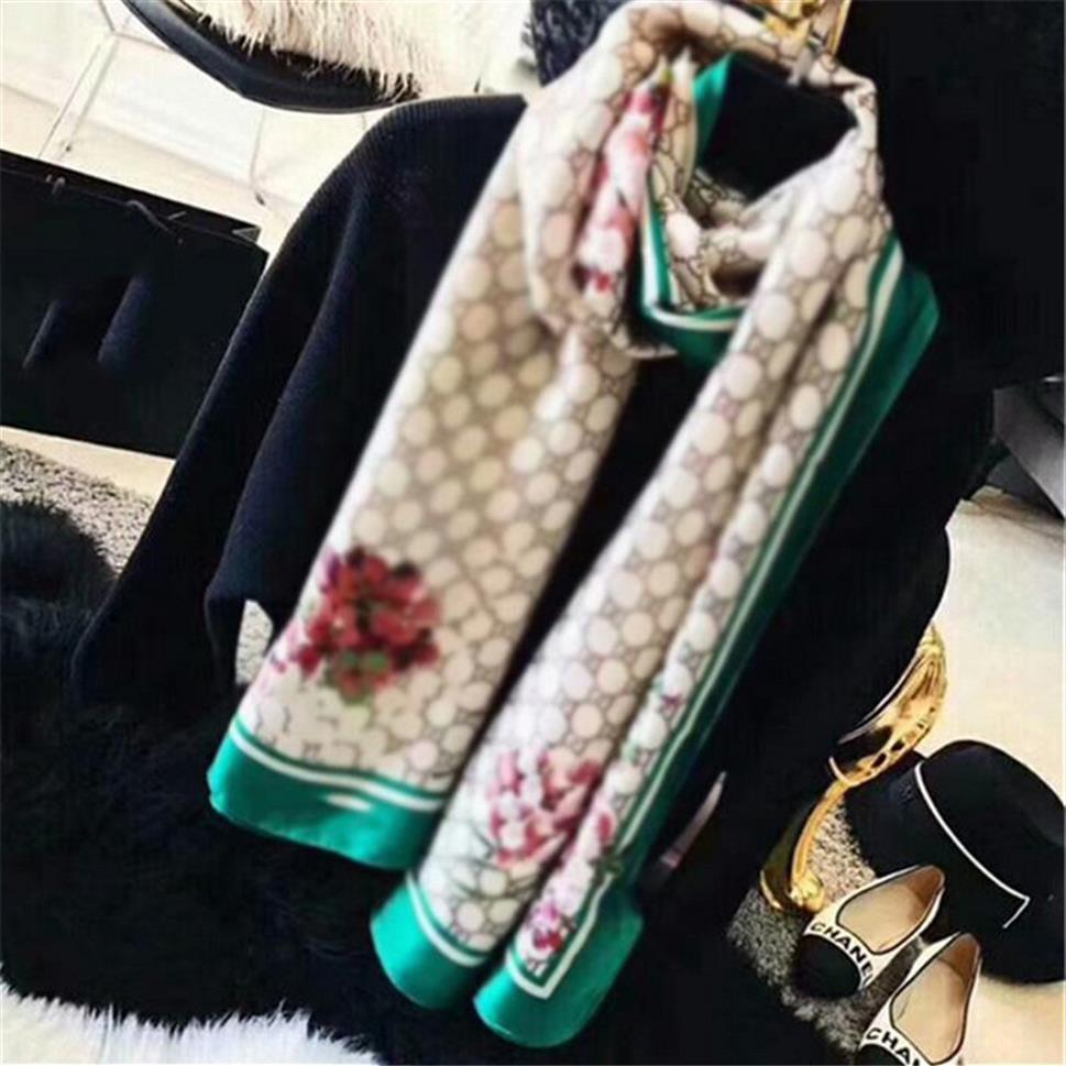 

180 90cm latest silk scarf soft thin scarf shawl fashion spring and summer beach towel brand printed bandanna scarf 220243O