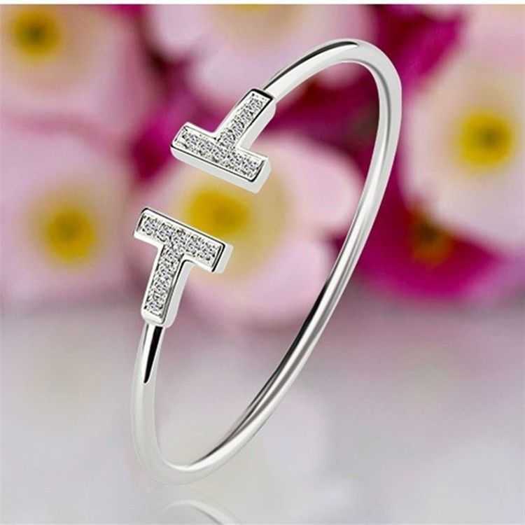 

BenchmarkingTiffany tIffant Double T Bracelet Sterling Silver Plated 18k Rose Gold with Diamond White Fritillaria Opening for Girlfriend