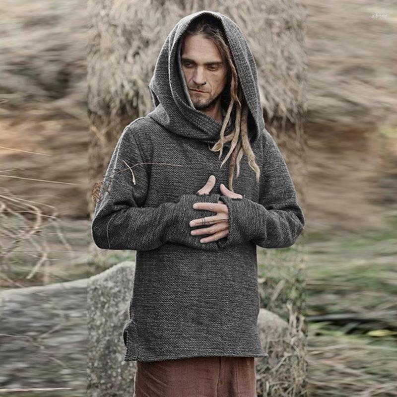 

Men' Hoodies HEFLASHOR 2023 Knight Vintage Medieval Costume Halloween Party Men Viking Cosplay Full Sleeve Sweatshirt, Navy