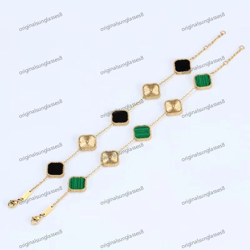 

chains for men designer bracelet Classic 4 Four Leaf Clover Mother of Pearl Stainless Steel Plated Gold chain for Women Girl Mothers Day Valentines Day(Gift