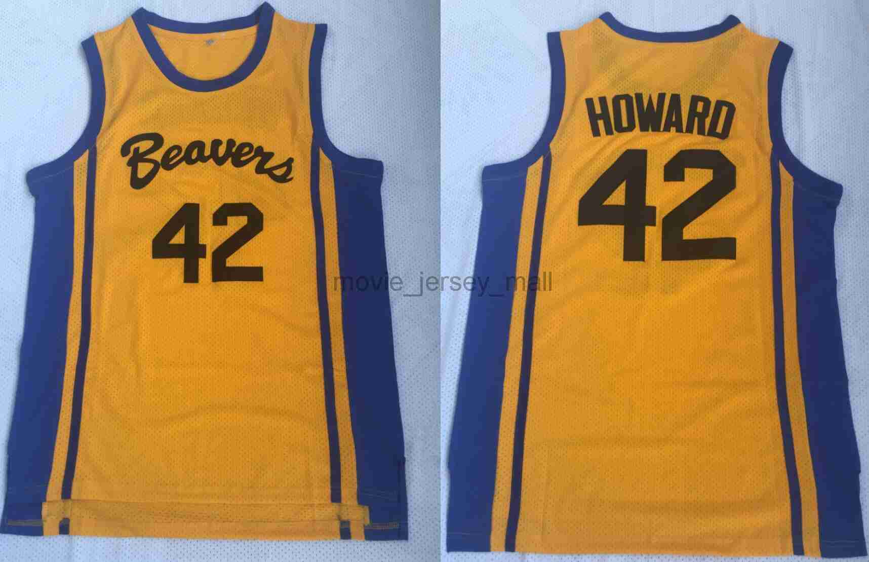 

NCAA Teen Wolf Scott Basketball Jerseys College Howard 42 Beacon Beavers Yellow Movie Jersey Shirts -2XL