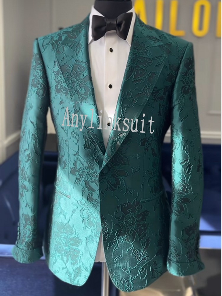 

Real Picture Groom Tuxedos Green Paisley Shawl Collar Bestman Blazer Mens Wedding Suits Prom Dress H:879, Same as image