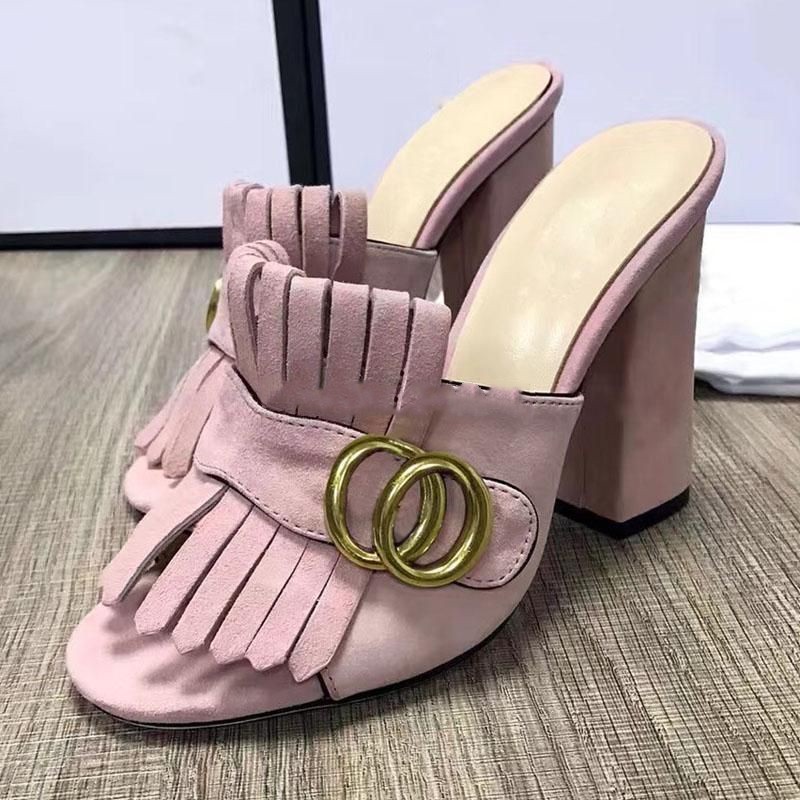 

Sandals New Arrival Tassel Gladiator Sandals Woman Toe Chunky High Heel Shoes Women Brand Design Muller Shoes size 35-40 Qixrd tory designer sandal designer slides