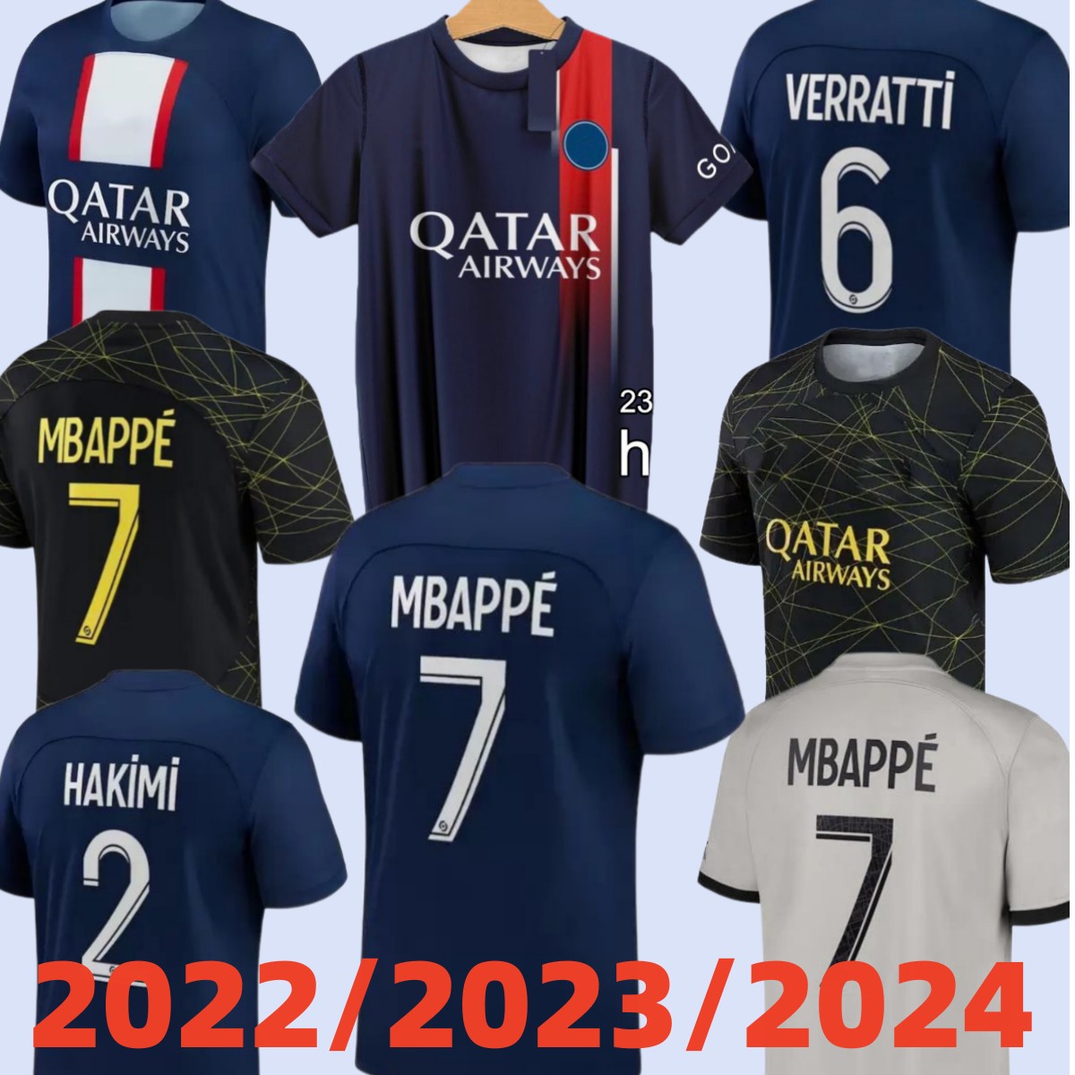 

23 24 Soccer Jerseys PLAYER 30 10 MBAPPE 7 soccer jersey HAKIMI SERGIO RAMOS MESSIs psGS Maillots 2023 2024 football shirt men kids kit sets uniform enfants, Black