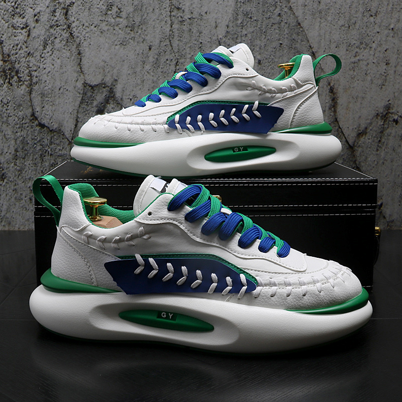 

Fashion Designer Breathable Casual Skateboard Shoes Spring Autumn Daily Walking Sneaker Classic Wear Resitant Men Wedding Dress Loafers X156, White green