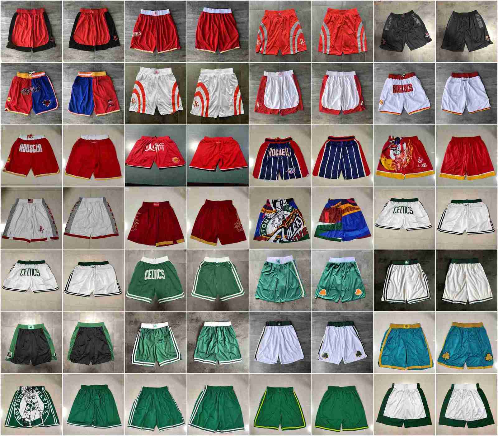 

Team Basketball Shorts Just Don Conventional Version Wear Sport Pant With Pocket Zipper Sweatpants Hip Pop White Red Black Blue Purple Green, As photo