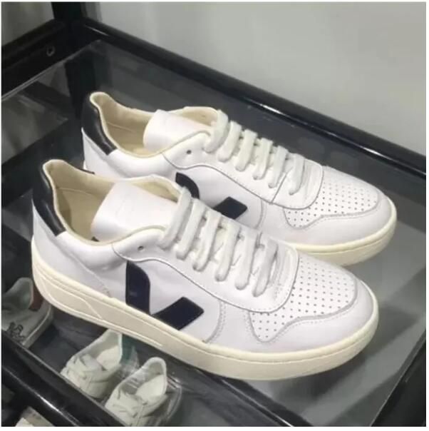 

New Shoes Mens Veja V-10 Leather Extra Sneakers Women Esplar Calfskin Trainers Fashion White Low-top Chaussures Breathable Running Us4-1 Xtx, White/black
