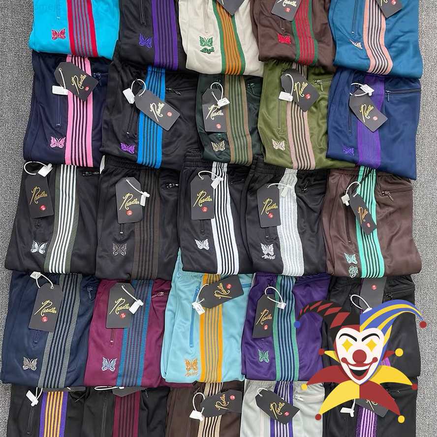 

New AWGE Needles Sweatpants Men Women 1 1 Best Quality Embroidered Butterfly Stripe Needles Pants Trousers 0318, 13