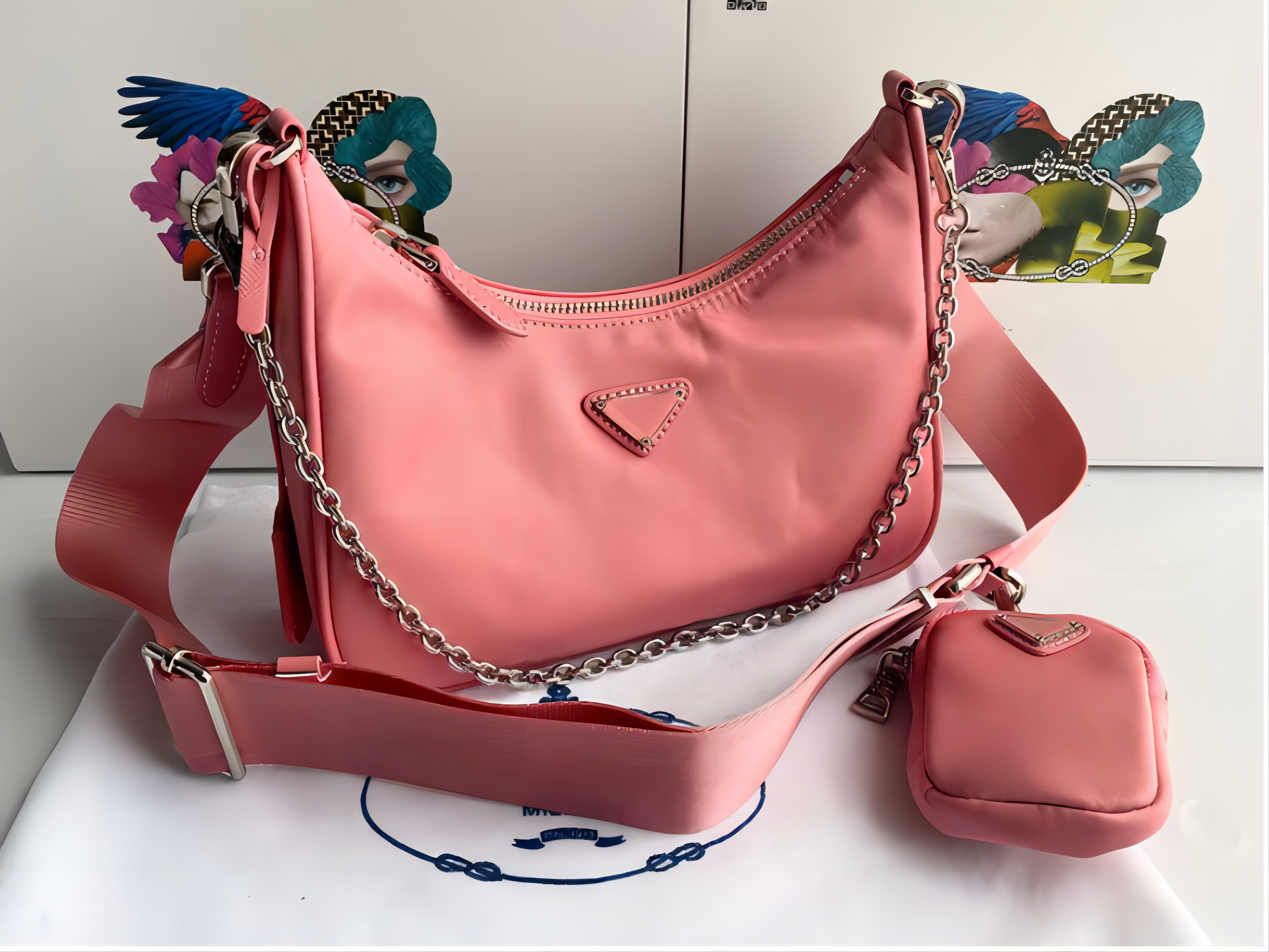 

5A Sale 3 piece womens Luxurys Designers bags high quality handbags cleo hobo purses nylon chain lady handbag crossbody shoulder wholesale totes fashion Wallet bag2, Box