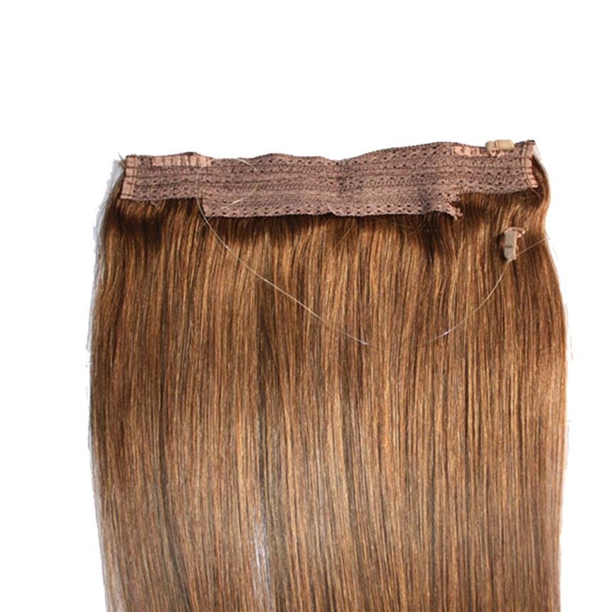 

CE Certificated Brazilian Human Hair No Clips Halo Flip in Hair Extensions 1pc 80G 100G Easy Fish Line Hair Weaving Whole Pri204t, Light brown