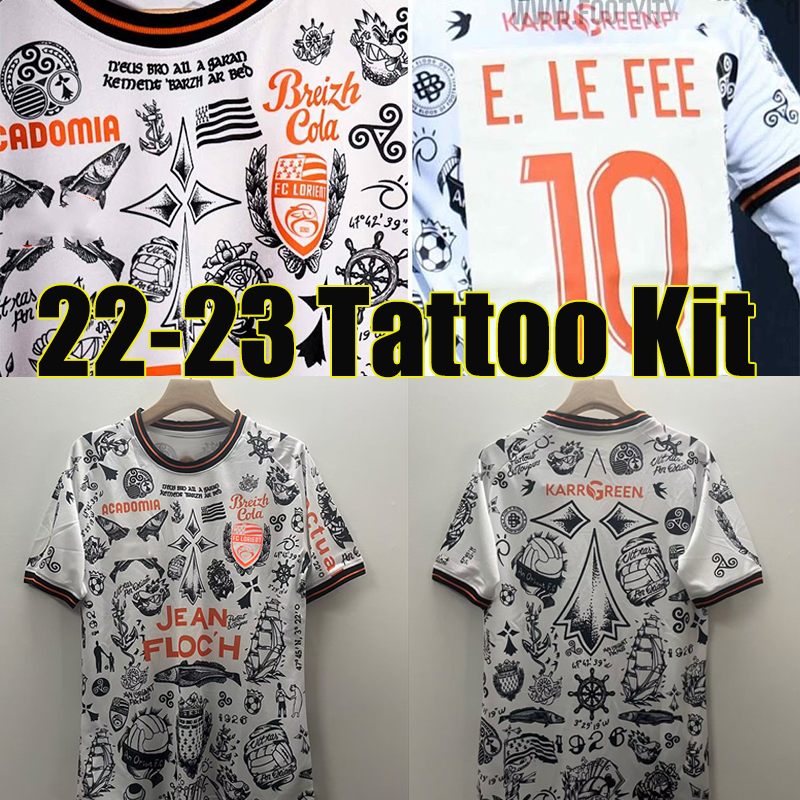 

2023 Lorient tattoo version Soccer Jerseys Special Edition maillots de foot 23/24 GRBIC HAMEL LE FEE RADOVANOVIC DELAPLACE WISSA BOISGARD BOZOK football shirt, Luoliang 22-23 tattoo version