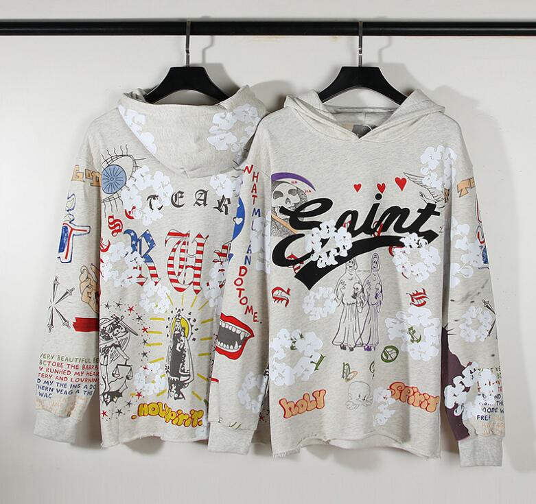 

spring hip hop man Sweatshirt saint TEARS mens hoodie jumper designer hoodies streetwear poor handwriting pullover Men's Clothing