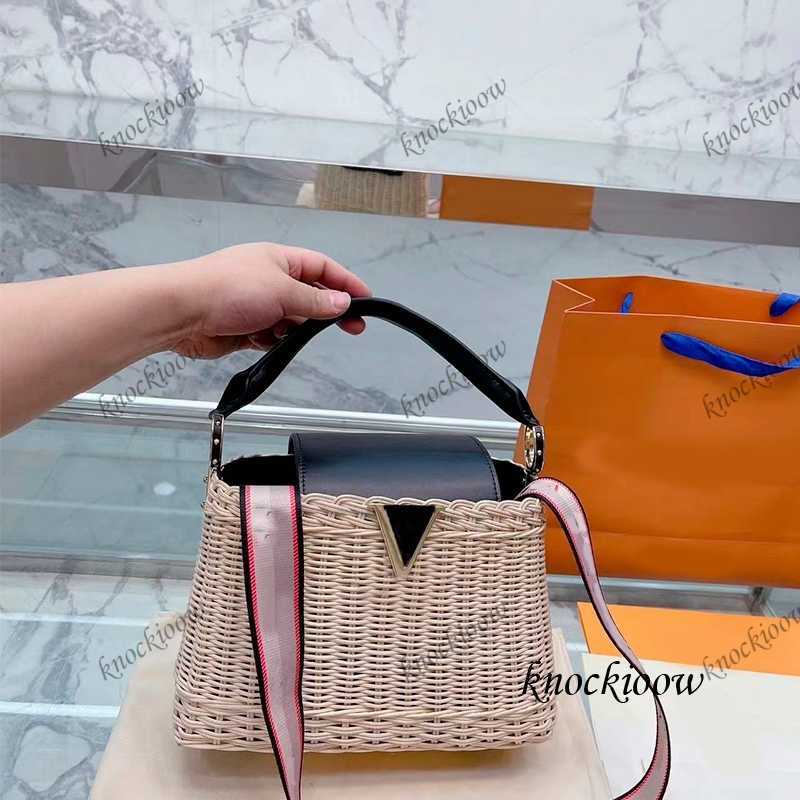 

Beach Bags Classic Style Fashion Handbags Women's Totes High Quality Pure Hand Woven bagss Straw Shopping Vacation summer woven purses 230319, Red