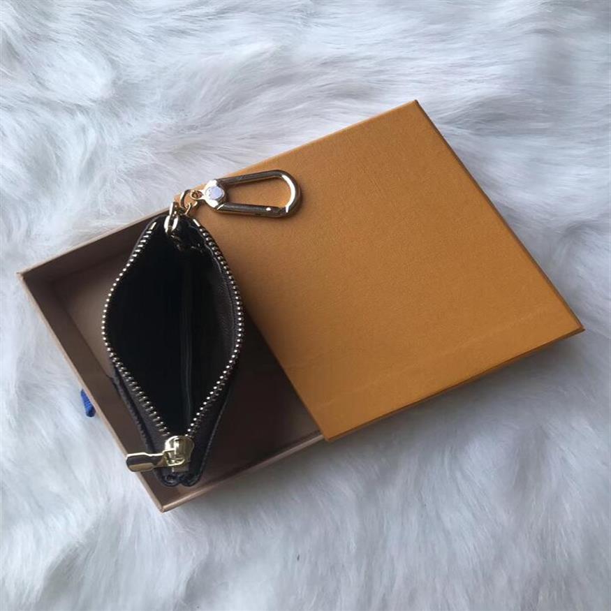 

New- 4 colors Key Pouch Zip Wallet Coin Leather Wallets Women designer purse 62650242w, Black