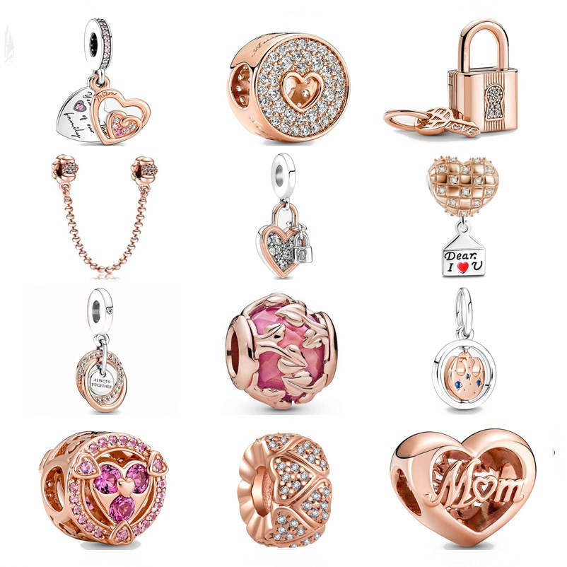 

925 silver Fit Pandora Original charms DIY Pendant women Bracelets beads Entwined Infinite Hearts Double Pendant