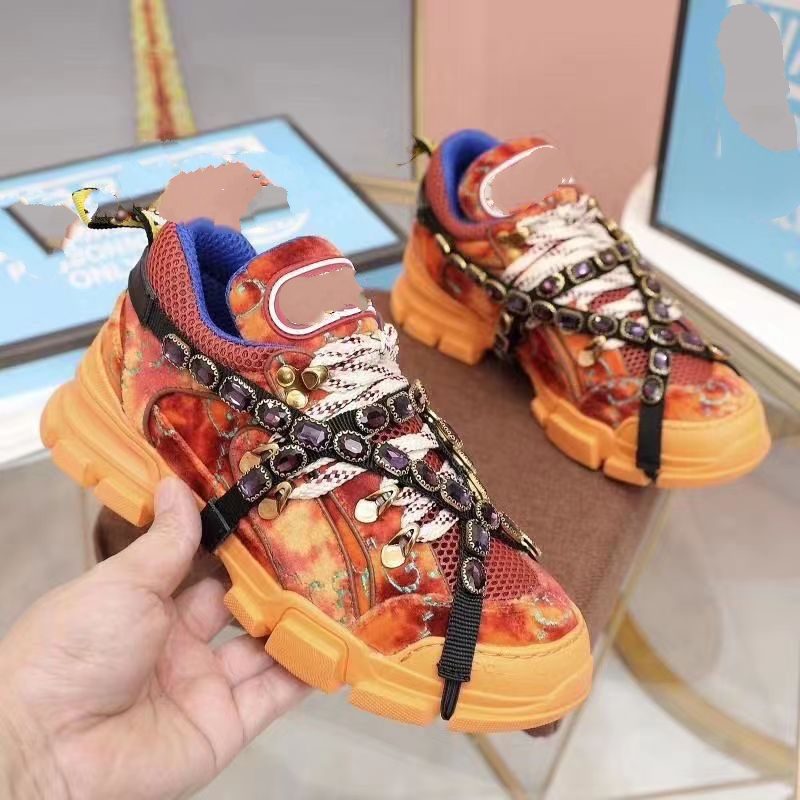 

Designer mens womens Casual Shoes Flashtrek trainers retro daddy fashion all-match thick bottom removable crystals oversize outdoor mountain climbing