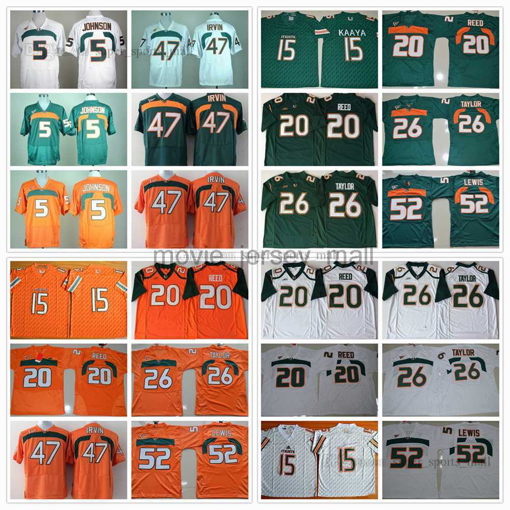 

NCAA Brad Kaaya Jerseys Miami Hurricanes College Football 20 Ed Reed 52 Ray Lewis Jersey ACC Orange Green White 26 Sean Taylor 5 Andre Johnson 47 Michael Irvin, As picture